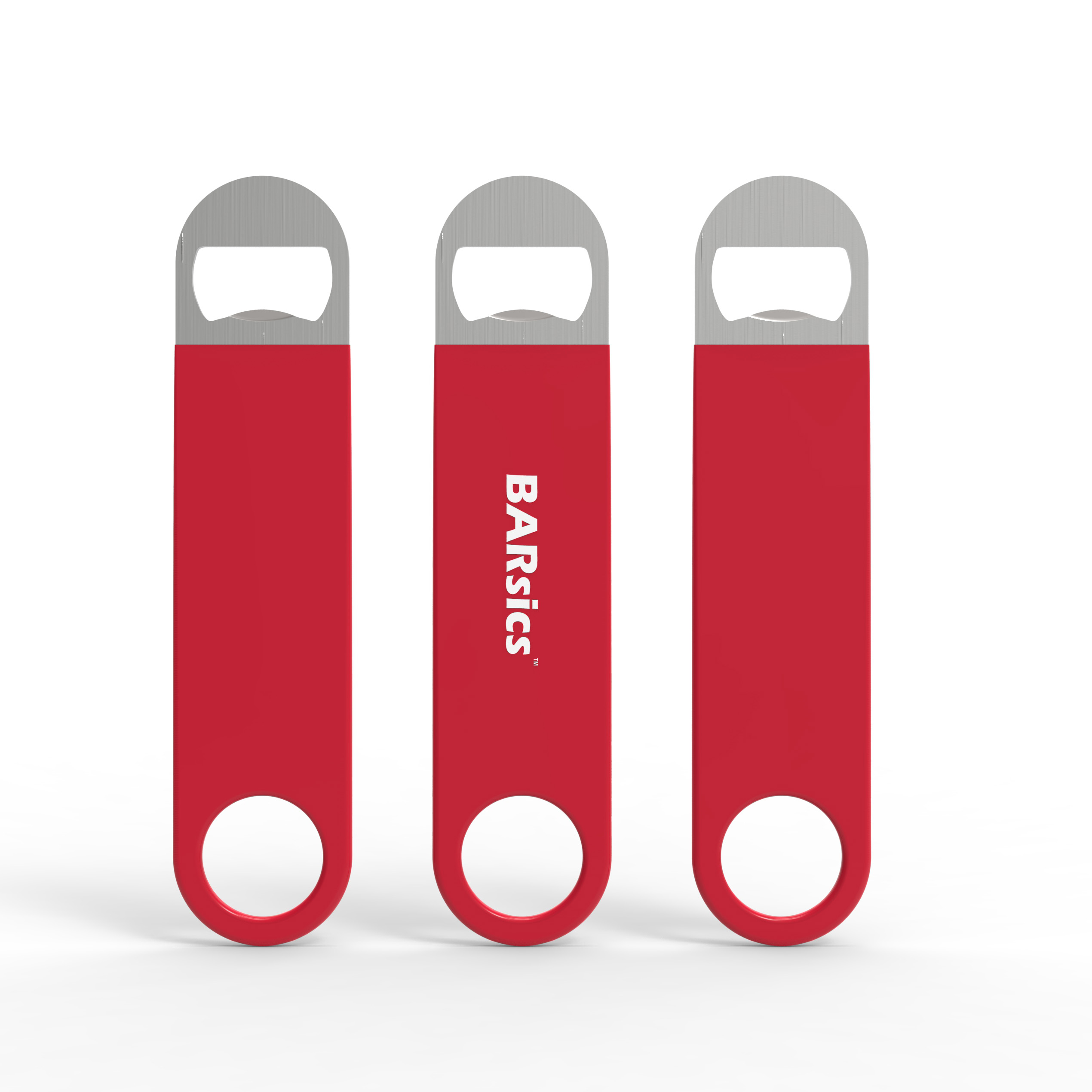 7 inches Vinyl Wrapped Stainless Steel Speed Bottle Opener (Red-3-Pack)