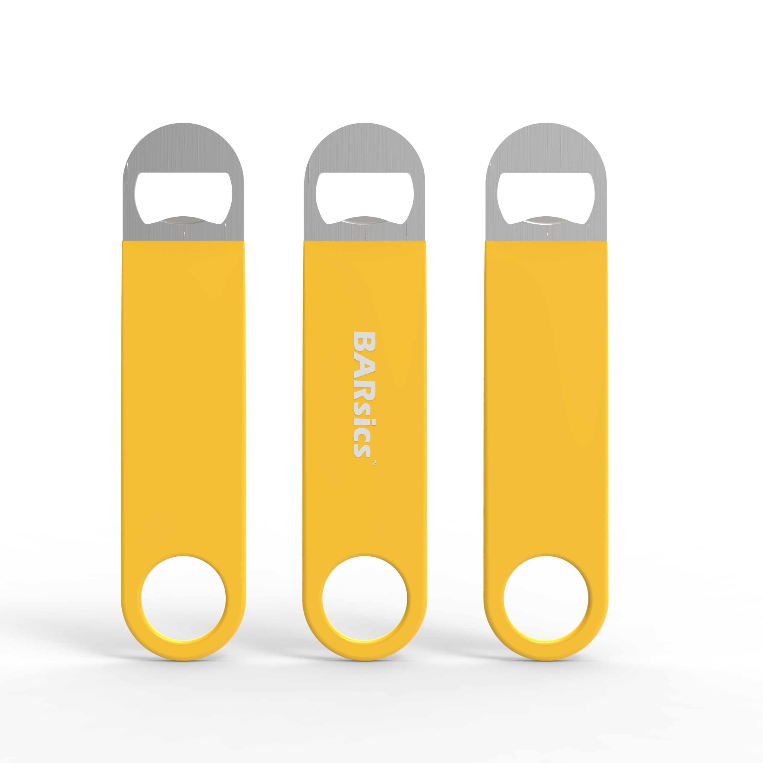 7 inches Vinyl Wrapped Stainless Steel Speed Bottle Opener (Yellow 3-Pack)